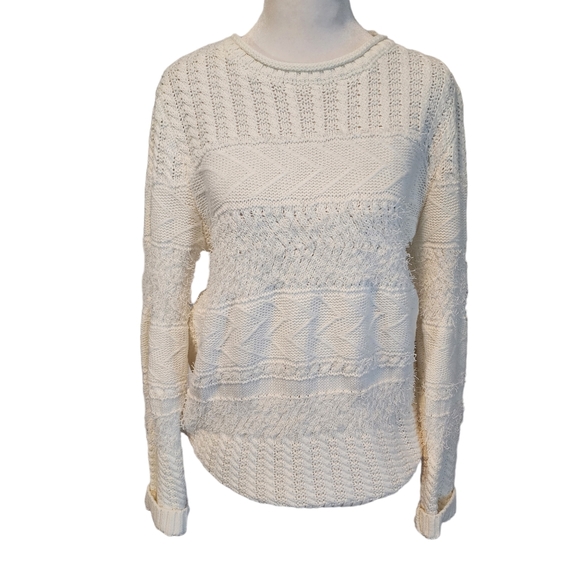 EUC Francesca's Alya Textured Eyelash Ivory Rolled Neck Sweater - Picture 1 of 11